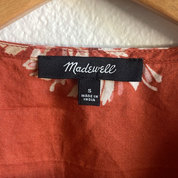 Madewell Floral Print Wrap V-Neck Puff Sleeve Mini Dress in Rusty Torch S - Picture 6 of 9